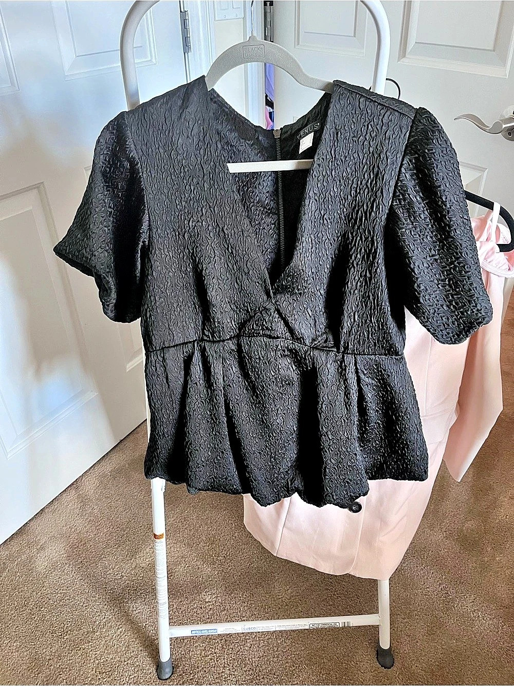 VENUS Peplum Blouse in Black Size Medium Like New